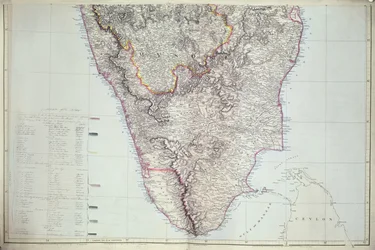 Etelä-Intian kartta, 1816 (käsinvärinen kaiverrus)